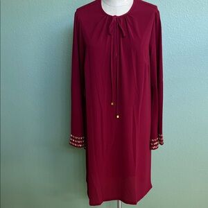 Michael Kors Rich Burgundy Long Sleeve Dress